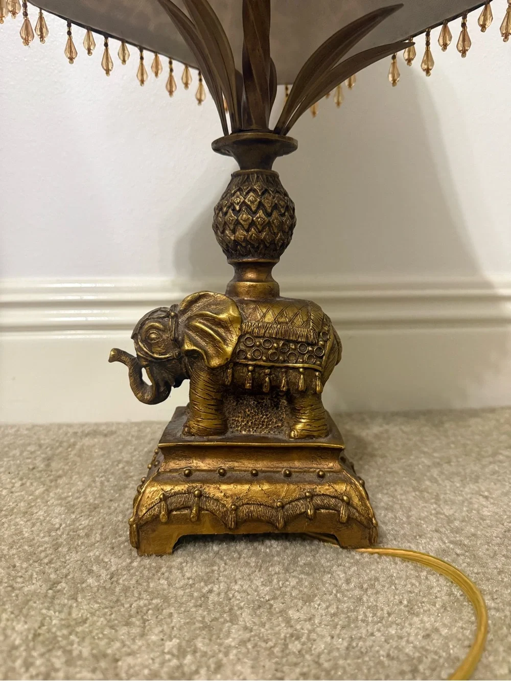 Antique Style Gold Elephant Lamp